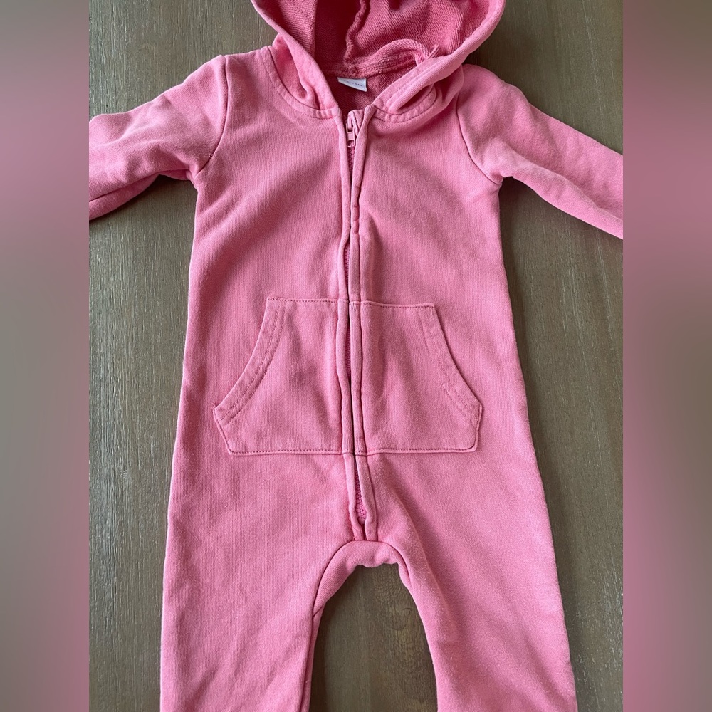Fleece Zipper Romper in Pink 12-18 Months - Picture 4 of 5